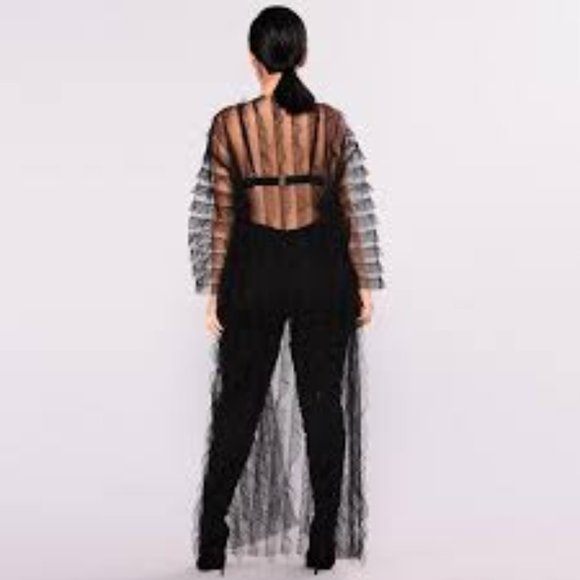 Fashion Nova Sheer Romance Mesh Kimono- Black - Picture 2 of 3